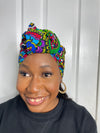 Adiza Blue and Green multicolored Ankara Headwrap/Scarf