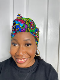 Adiza Blue and Green multicolored Ankara Headwrap/Scarf