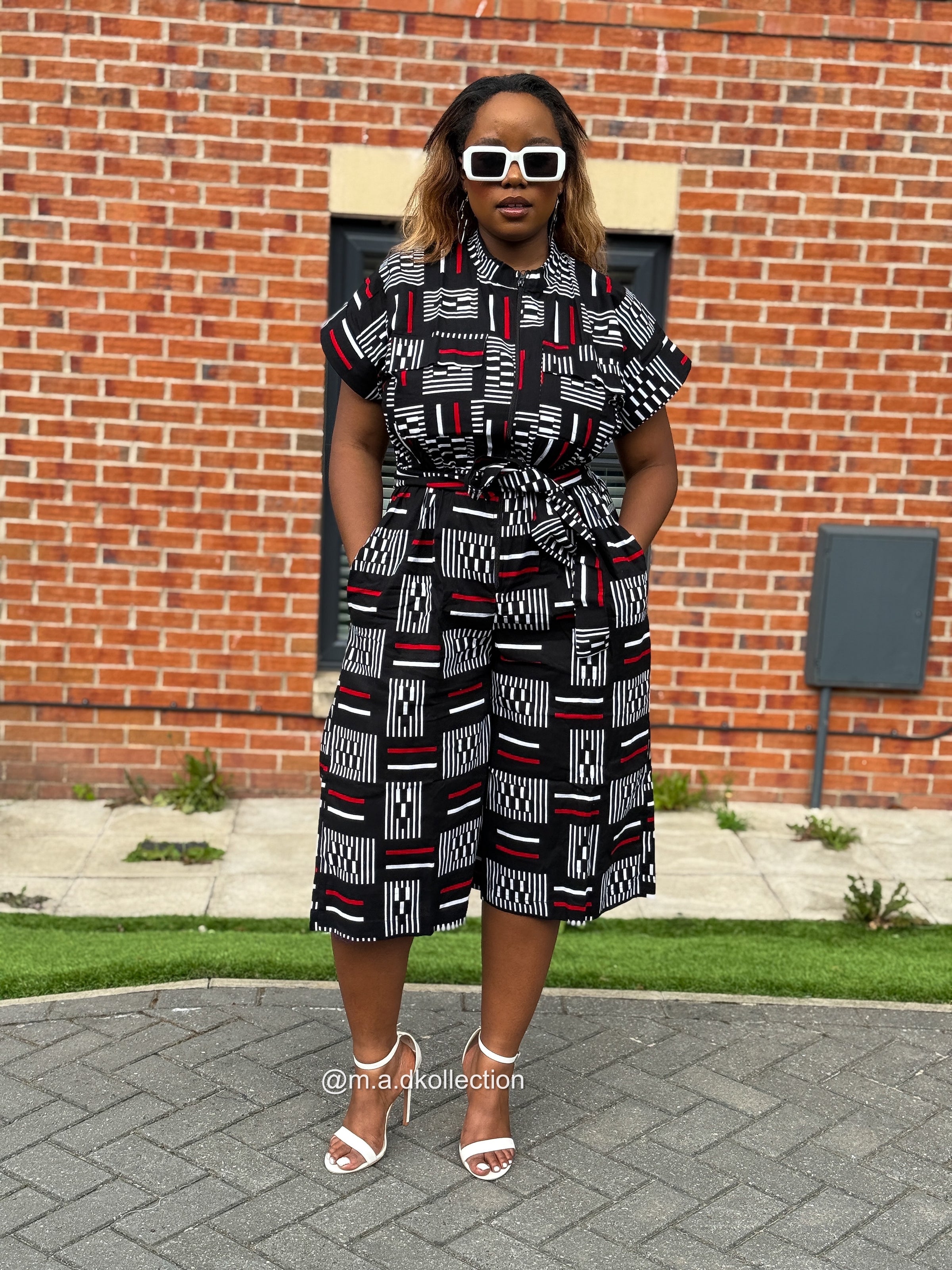 Tosin Culotte |Black and Red Print