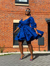 Bianca Ankara Midi Dress | Blue African Print