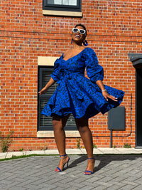 Bianca Ankara Midi Dress | Blue African Print