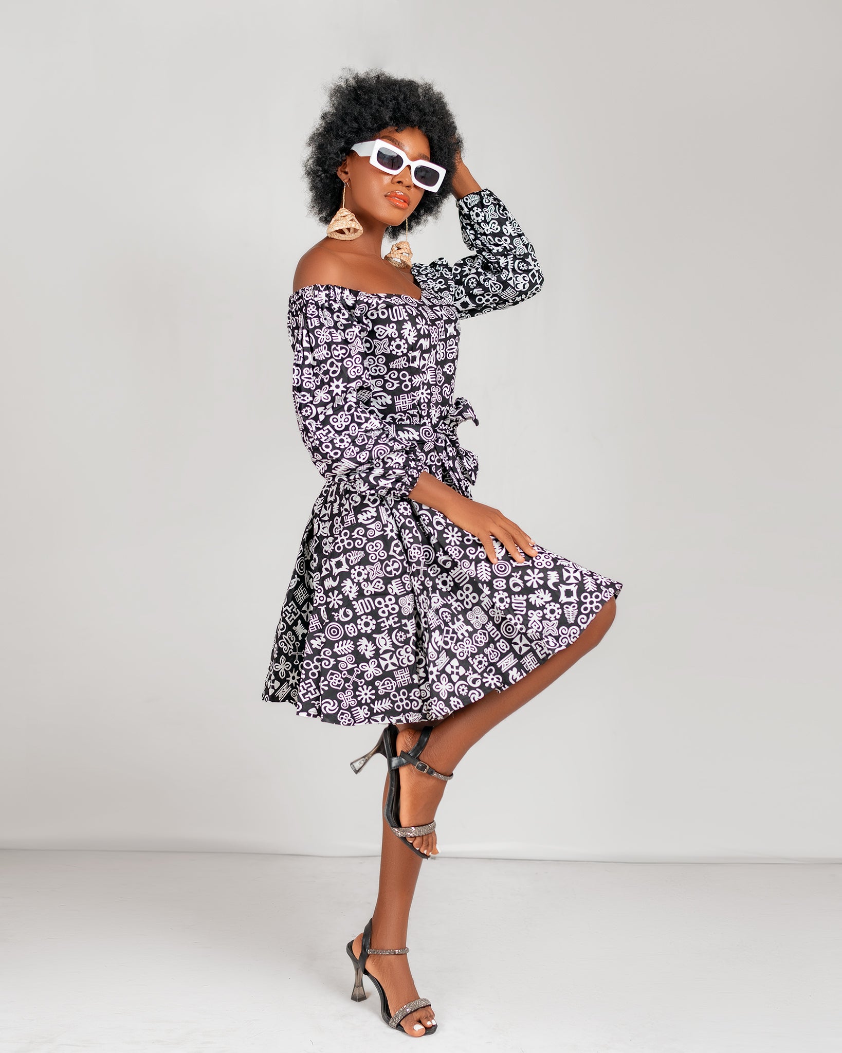 Bertie Ankara Short Mini Dress | Black and White African Print M.A.DKollection Bertie Ankara Short Mini Dress | Black and White African Print M.A.DKollection