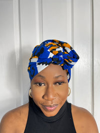 Emilia Blue and Yellow Ankara Headwrap/Scarf