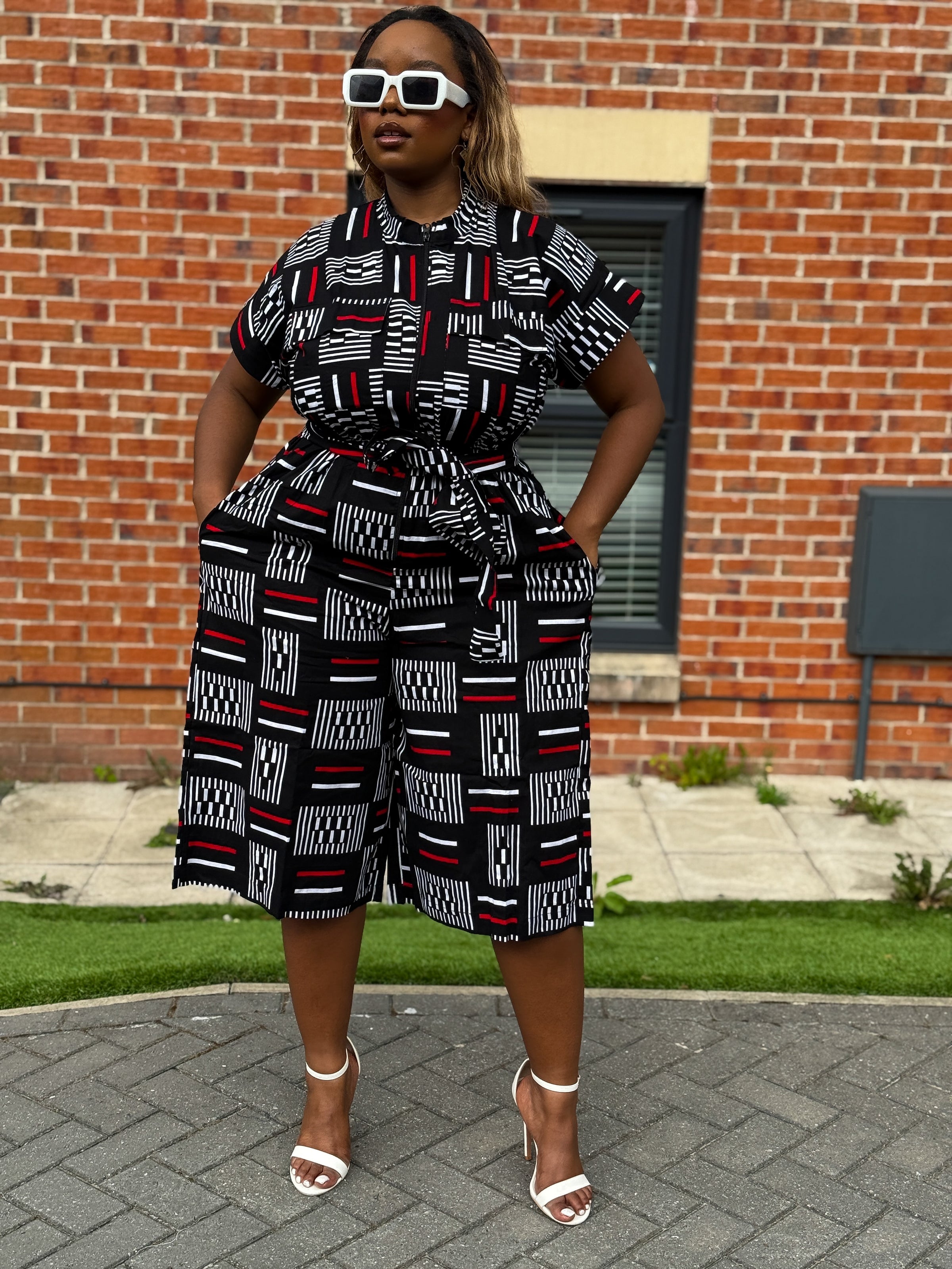 Tosin Culotte |Black and Red Print
