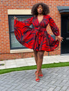 Beatrice Ankara Short Mini Dress | Red African Print