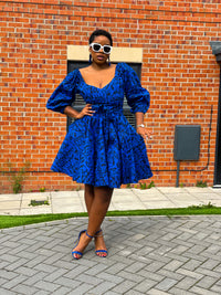 Bianca Ankara Midi Dress | Blue African Print