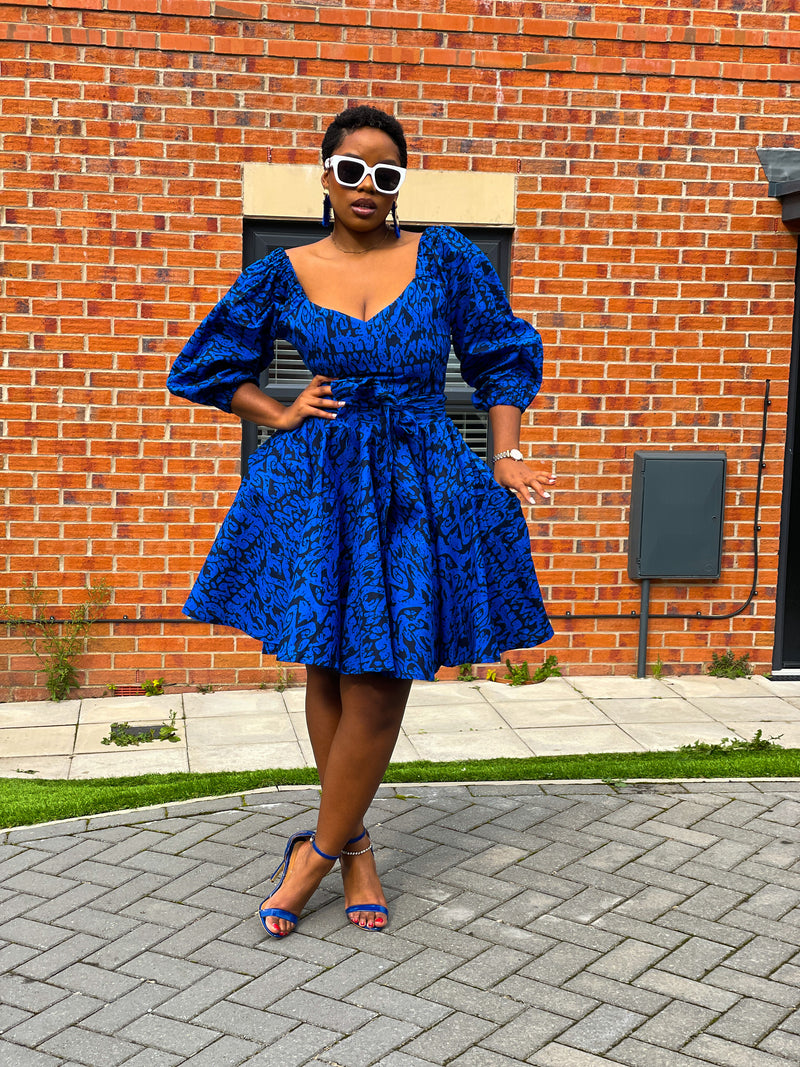 Bianca Ankara Midi Dress | Blue African Print