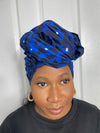 Zalda Blue and Black Ankara Headwrap/Scarf