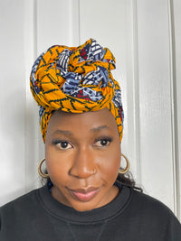 Zainab Yellow and White Ankara Headwrap/Scarf