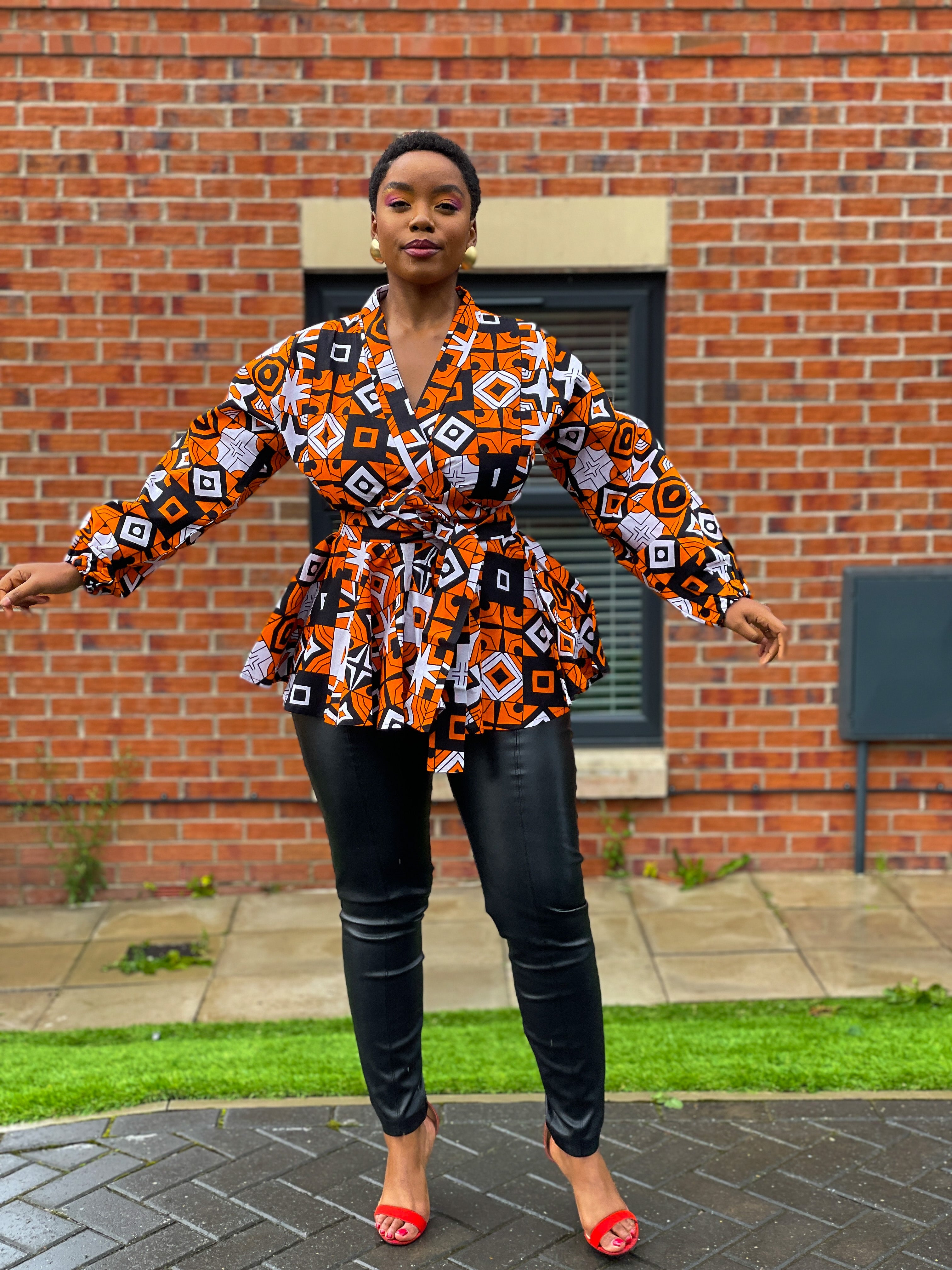 Celia Ankara Peplum Top | Yellow and White African Print – M.A.