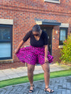 Jolene Ankara High Waisted Flare Short | Pink and Black African Print