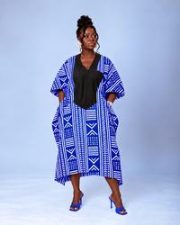 Emma Aso Oke Bubu| Blue and White Print