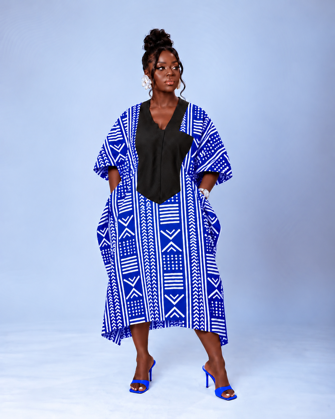 Emma Aso Oke Bubu| Blue and White Print