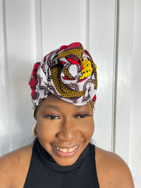 Tara Yellow Red and White Ankara Headwrap/Scarf