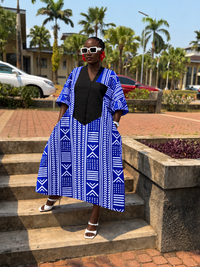Emma Aso Oke Bubu| Blue and White Print