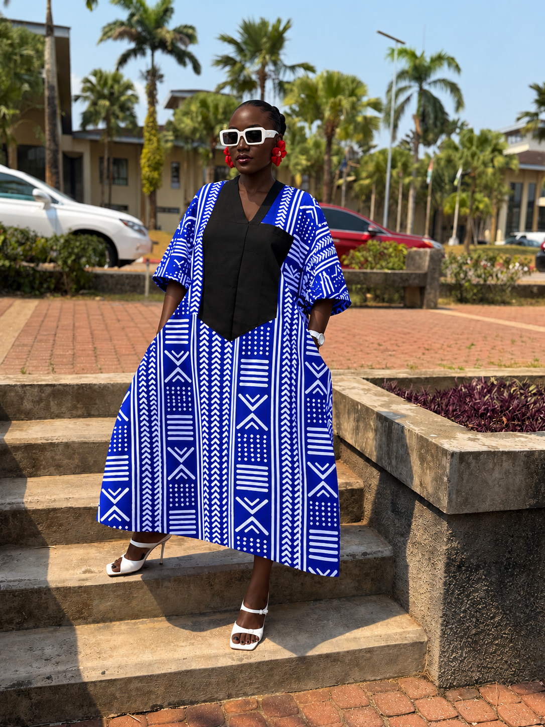 Emma Aso Oke Bubu| Blue and White Print