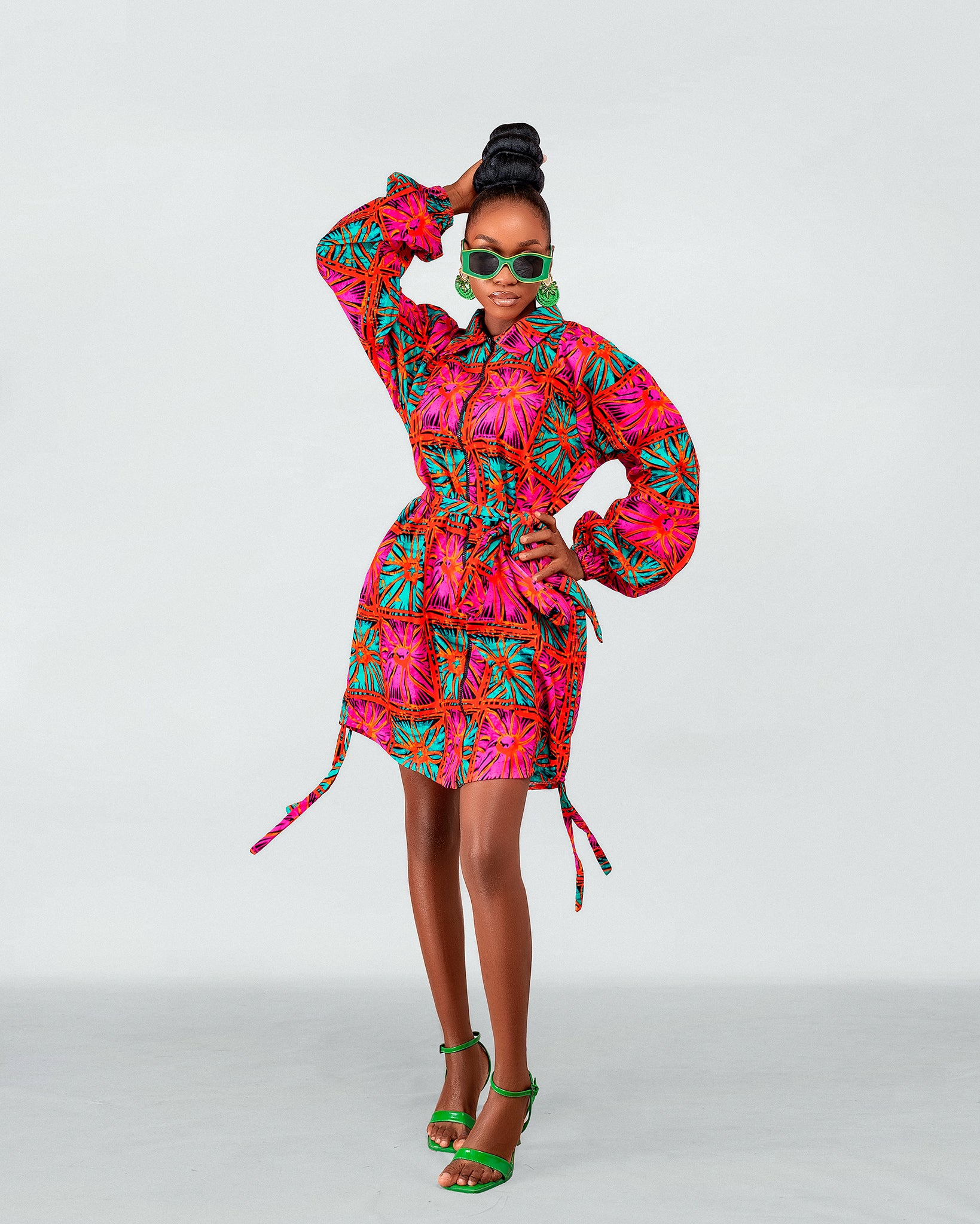 ankara shirt dress designs African Shirt Dress In Pink Ankara