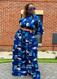 Tosin Ankara High Waisted Trouser | Blue African Print