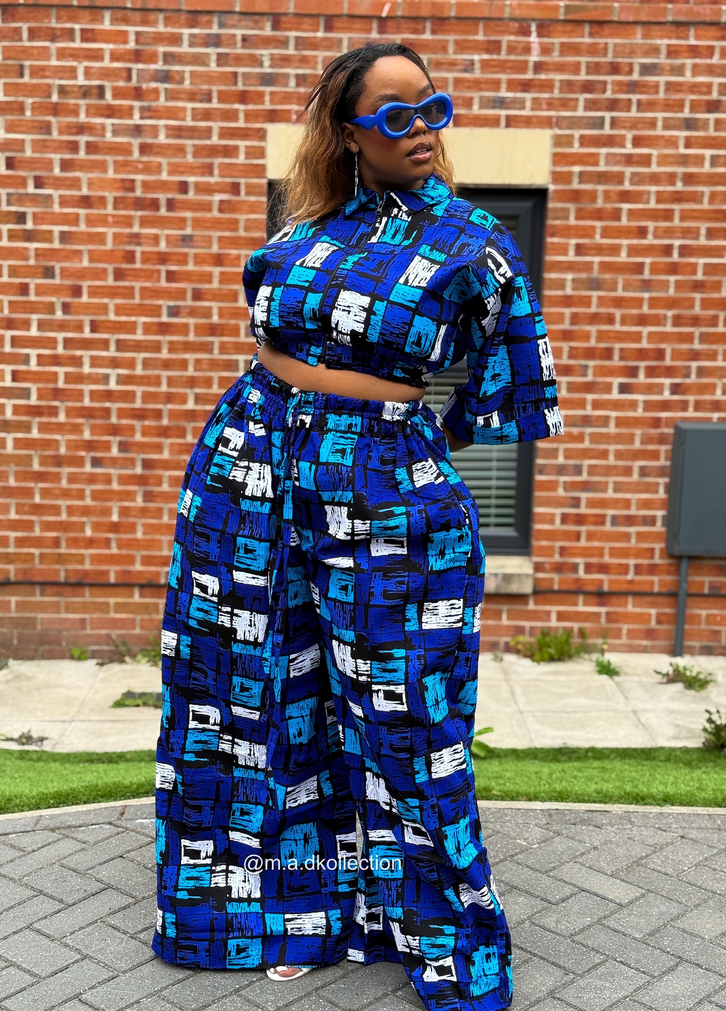 Tosin Ankara High Waisted Trouser | Blue African Print