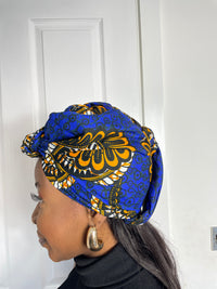 Tamara Blue and Yellow Ankara Headwrap/Scarf