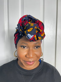 Mfon Blue and Red HeadWrap/Scarf