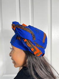 Jessi Blue and Orange Ankara Headwrap/Scarf