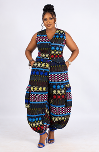 Ene Ankara Sleeveless Vest | multicoloured  African Print