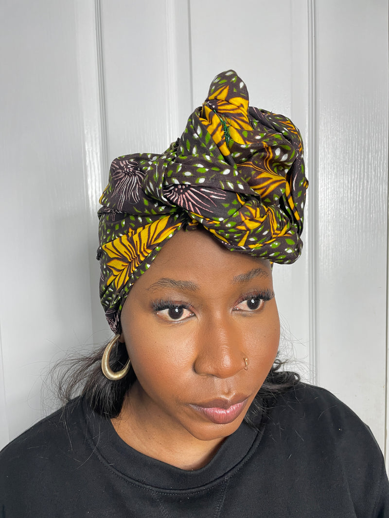 Miah Yellow and Green Ankara Headwrap/Scarf