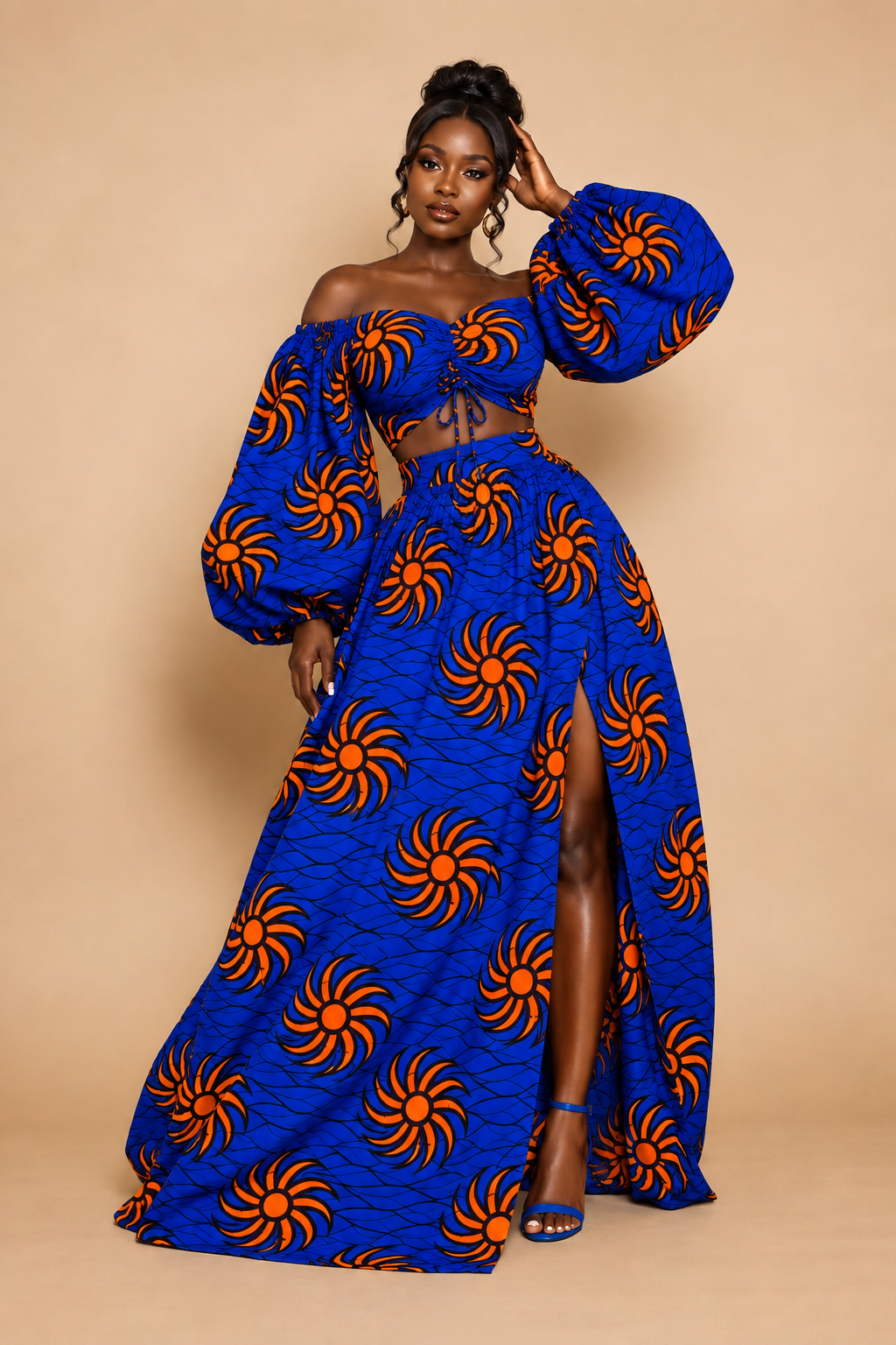 Akoh Maxi Skirt | Blue and Orange Maxi Skirt