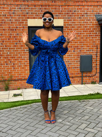 Bianca Ankara Midi Dress | Blue African Print