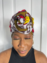 Tara Yellow Red and White Ankara Headwrap/Scarf