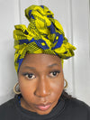 Ana Yellow and Blue Ankara Headwrap/Scarf
