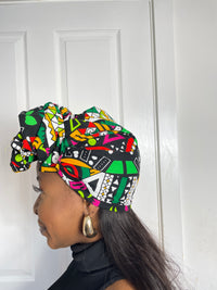 Juliana Yellow and Green Multicolored Ankara Headwrap/Scarf