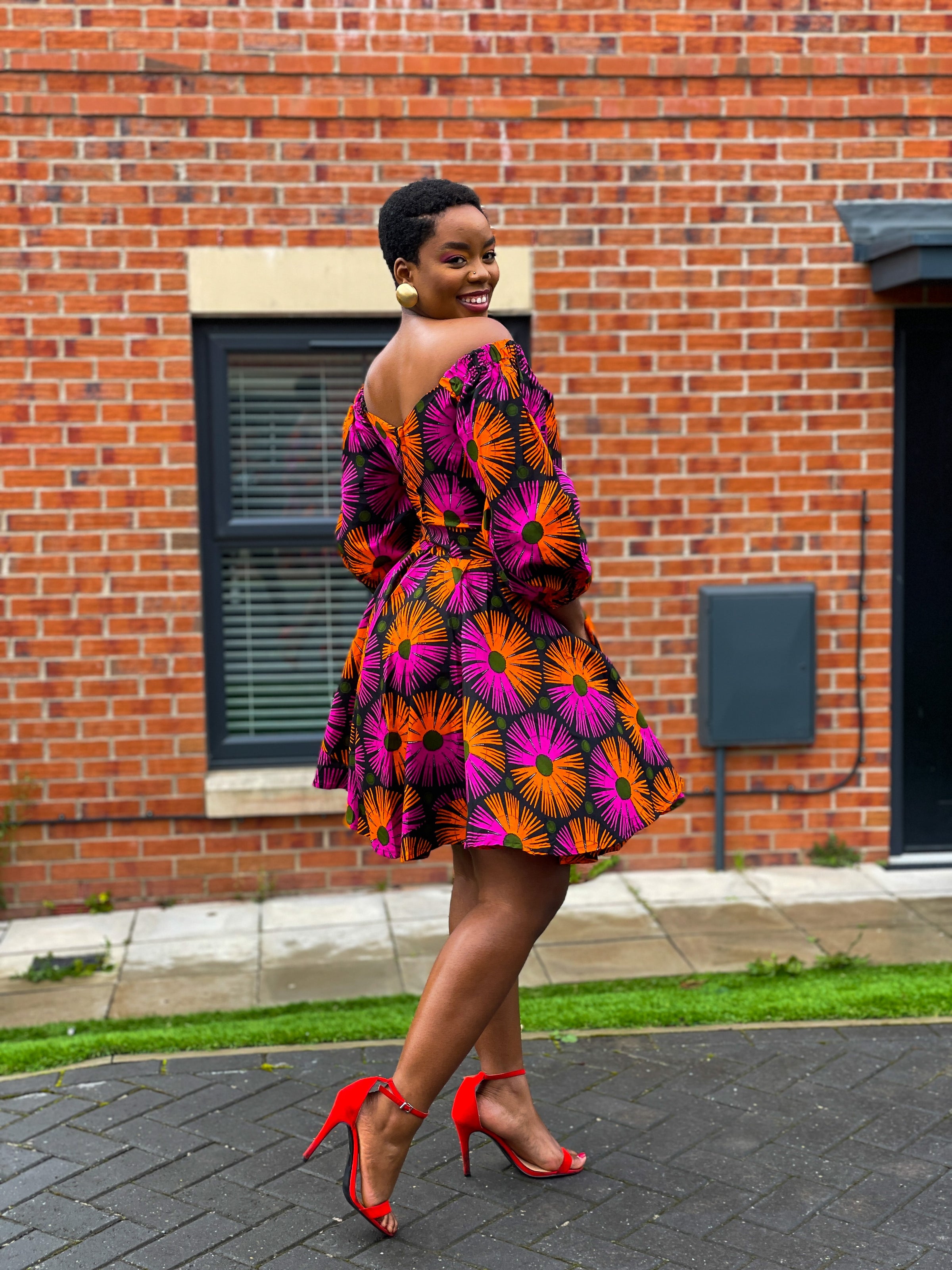 Billie Ankara Midi Dress | Pink and Orange African Print M.A.DKollection Billie Ankara Midi Dress | Pink and Orange African Print M.A.DKollection