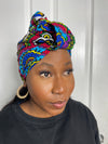 Adiza Blue and Green multicolored Ankara Headwrap/Scarf