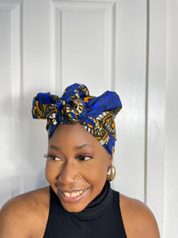 Tamara Blue and Yellow Ankara Headwrap/Scarf