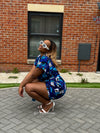 Temi Playsuit | Blue & White Print