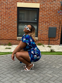 Temi Playsuit | Blue & White Print