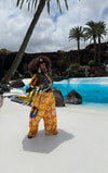 Titi Adire Cargo Trouser | Yellow and White Pattern