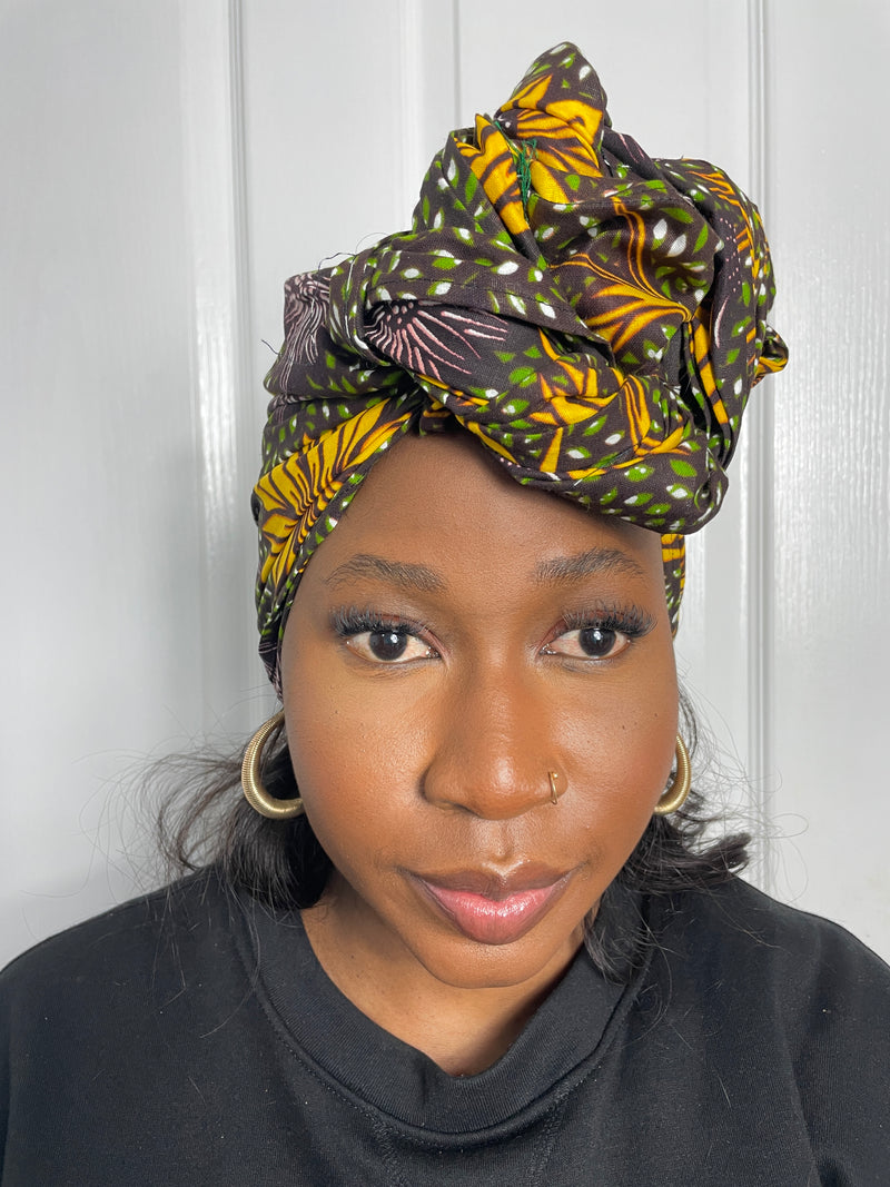 Miah Yellow and Green Ankara Headwrap/Scarf