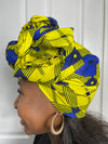 Ana Yellow and Blue Ankara Headwrap/Scarf