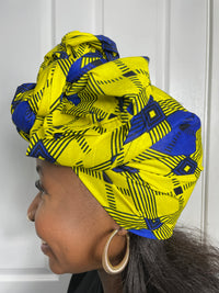 Ana Yellow and Blue Ankara Headwrap/Scarf