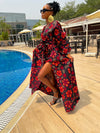 Arin Ankara Maxi Dress | Black and Red African Print