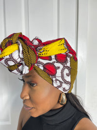 Tara Yellow Red and White Ankara Headwrap/Scarf