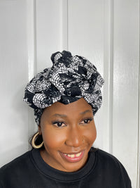 Sharon Black and White Ankara Headwrap/Scarf
