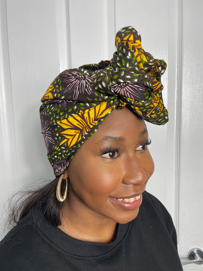 Miah Yellow and Green Ankara Headwrap/Scarf