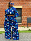 Tosin Ankara High Waisted Trouser | Blue African Print