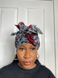 Sandra White and Red Ankara Headwrap/Scarf