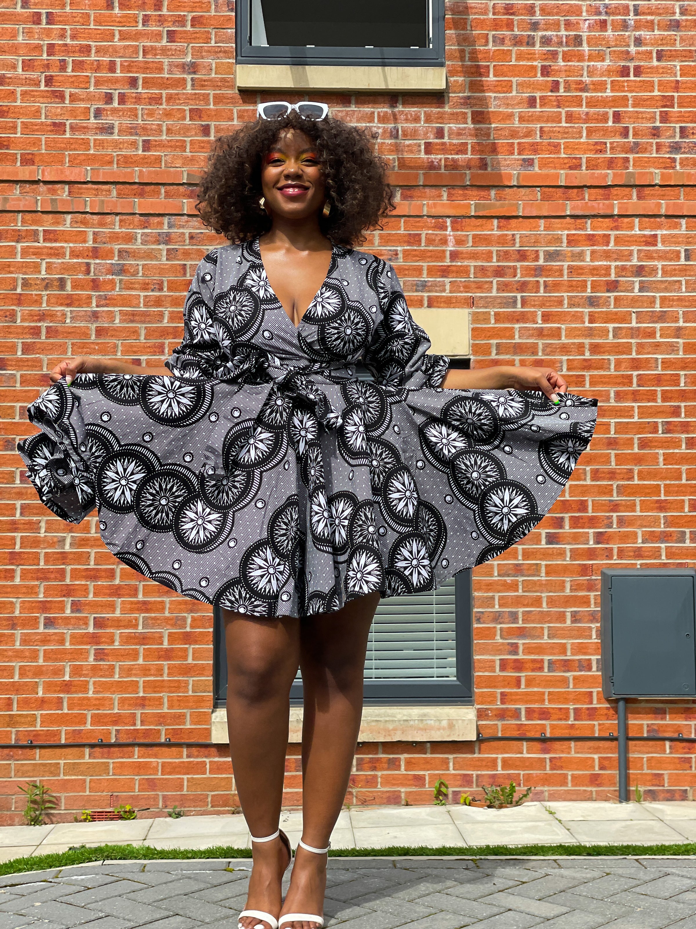 Bala Ankara Mini Short Dress | Black and White African Print M.A.DKollection Bala Ankara Mini Short Dress | Black and White African Print M.A.DKollection