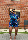 Temi Playsuit | Blue & White Print